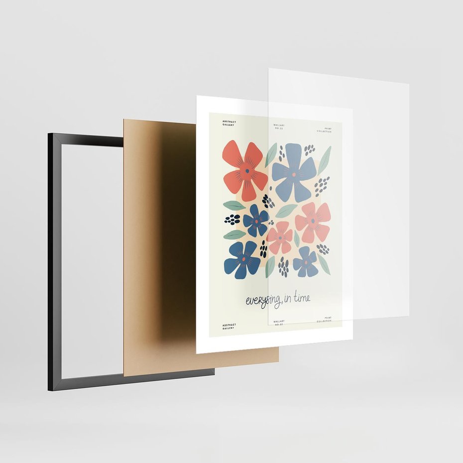 Plakat w ramie 40x50 - Kształtując Marzenia - kwiaty, nowoczesna abstrakcja - rama czarna