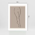 Plakat bez ramy 50x70 - Intrygujące Szkice - mnimalistyczny akt kobiecy, beżowa tonacja