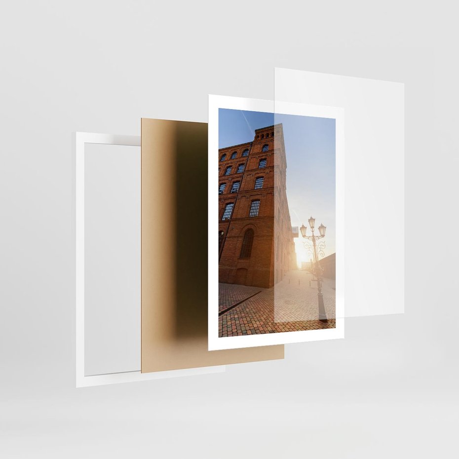 Plakat w ramie 50x70 - Perspektywa uliczki - uliczka, perspektywa - rama biała