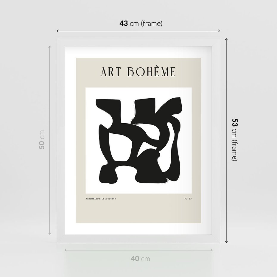 Plakat w ramie 40x50 - Boho Szepty - boho plakat, minimalizm - rama biała