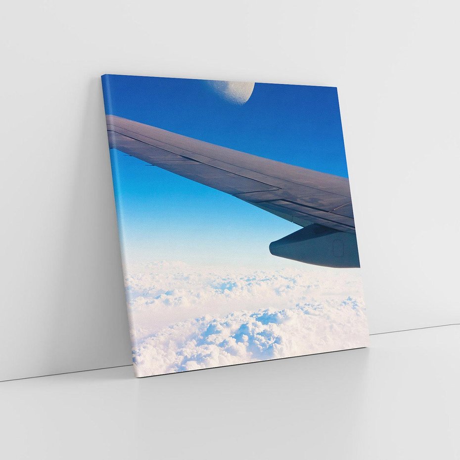 Obraz na płótnie 30x30 - Samolot ku Księżycowi - samolot, ksieżyc