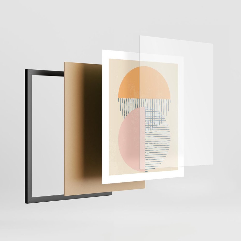 Plakat w ramie 40x50 - Migotliwe Wzory - geometryczne kształty, koła - rama czarna