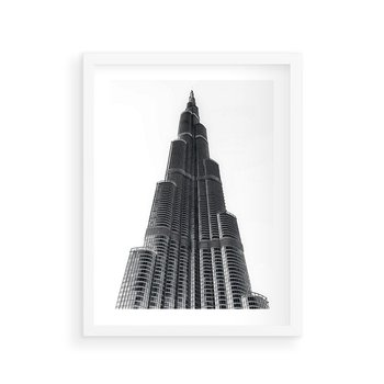 Plakat w ramie 40x50 - Wieżowiec w Monochromii - wieżowiec, architektura - rama biała