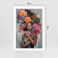 Plakat bez ramy 50x70 - Z Głową w Kwiatach - obraz olejny, sztuka nowoczesna