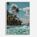Obraz w ramie 80x120 - Rajskie Wakacje - plaża, palmy - rama biała
