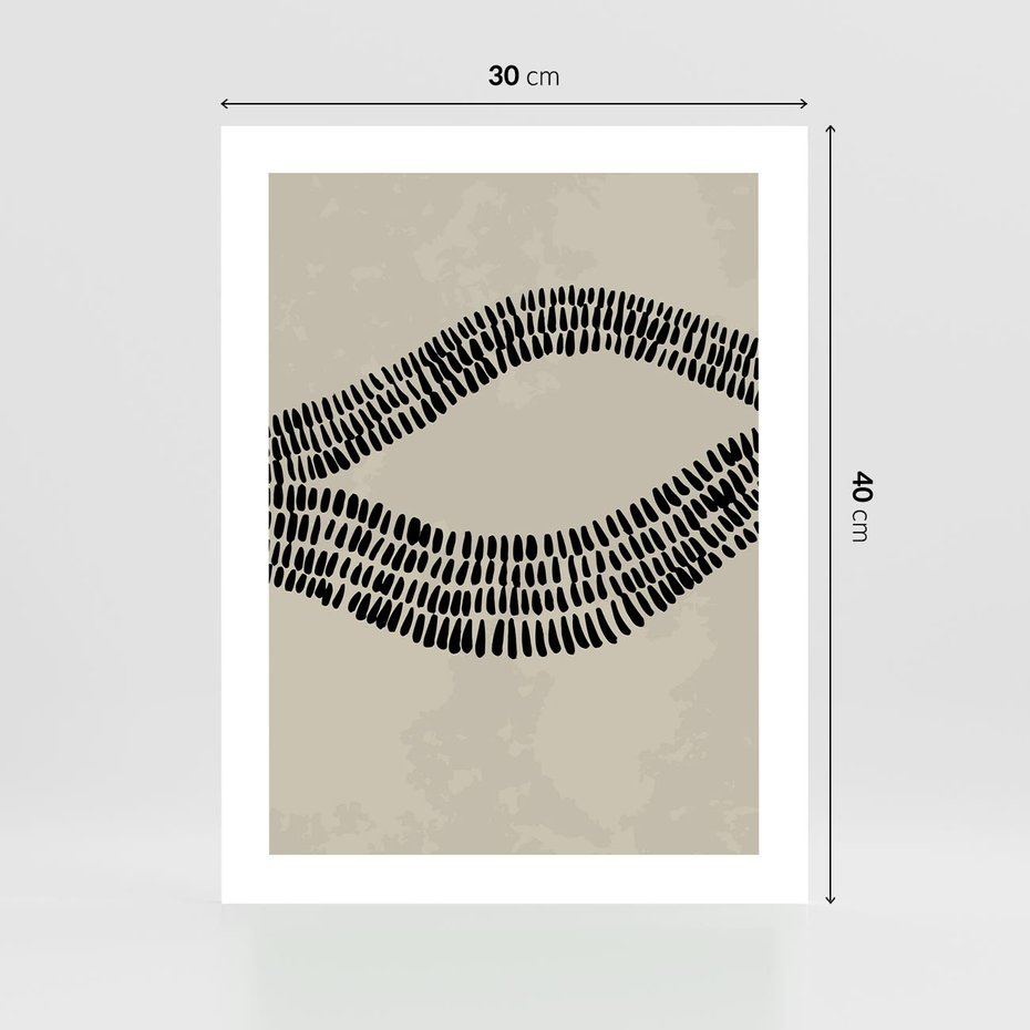 Plakat bez ramy 30x40 - Kontury Ewolucji Materii - boho plakat, czarne kropki kreski