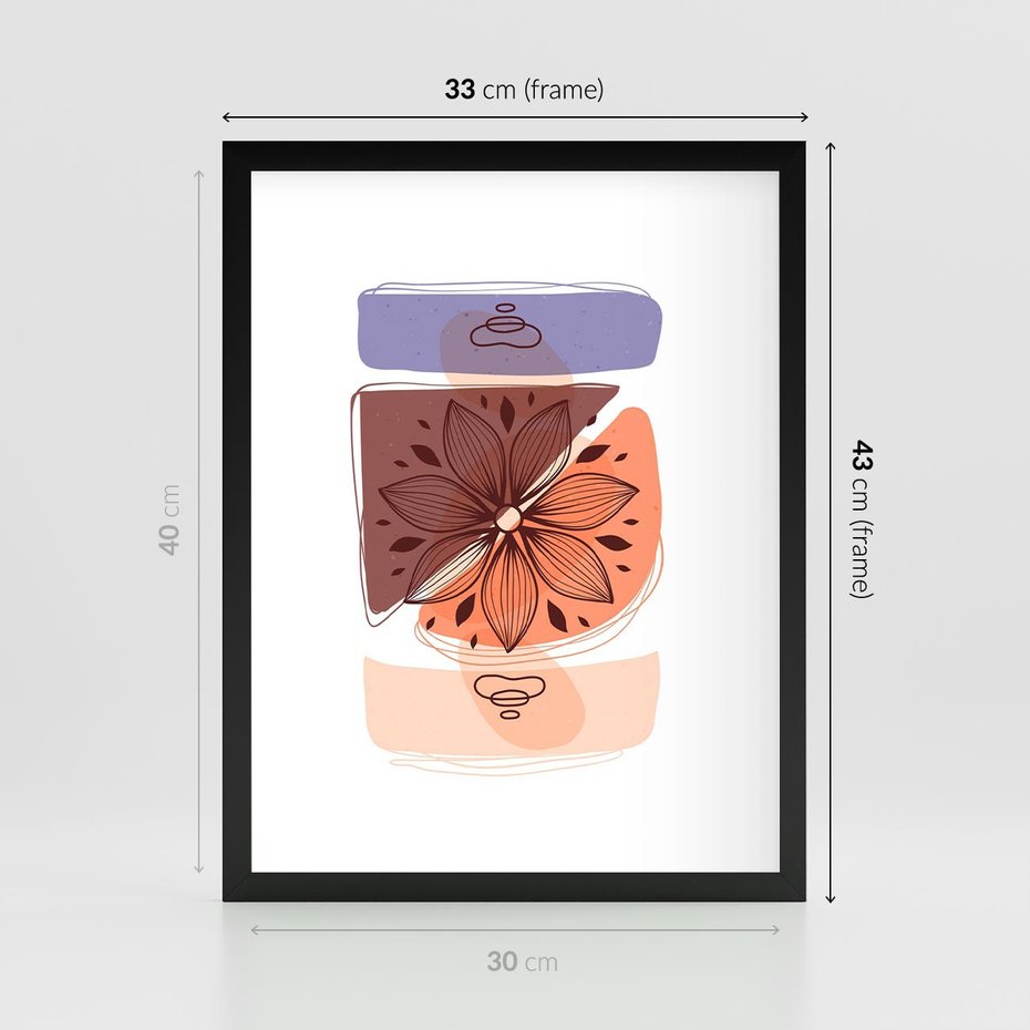 Plakat w ramie 30x40 - Kwiatowa Oaza - abstrakcyjna sztuka, plamy - rama czarna