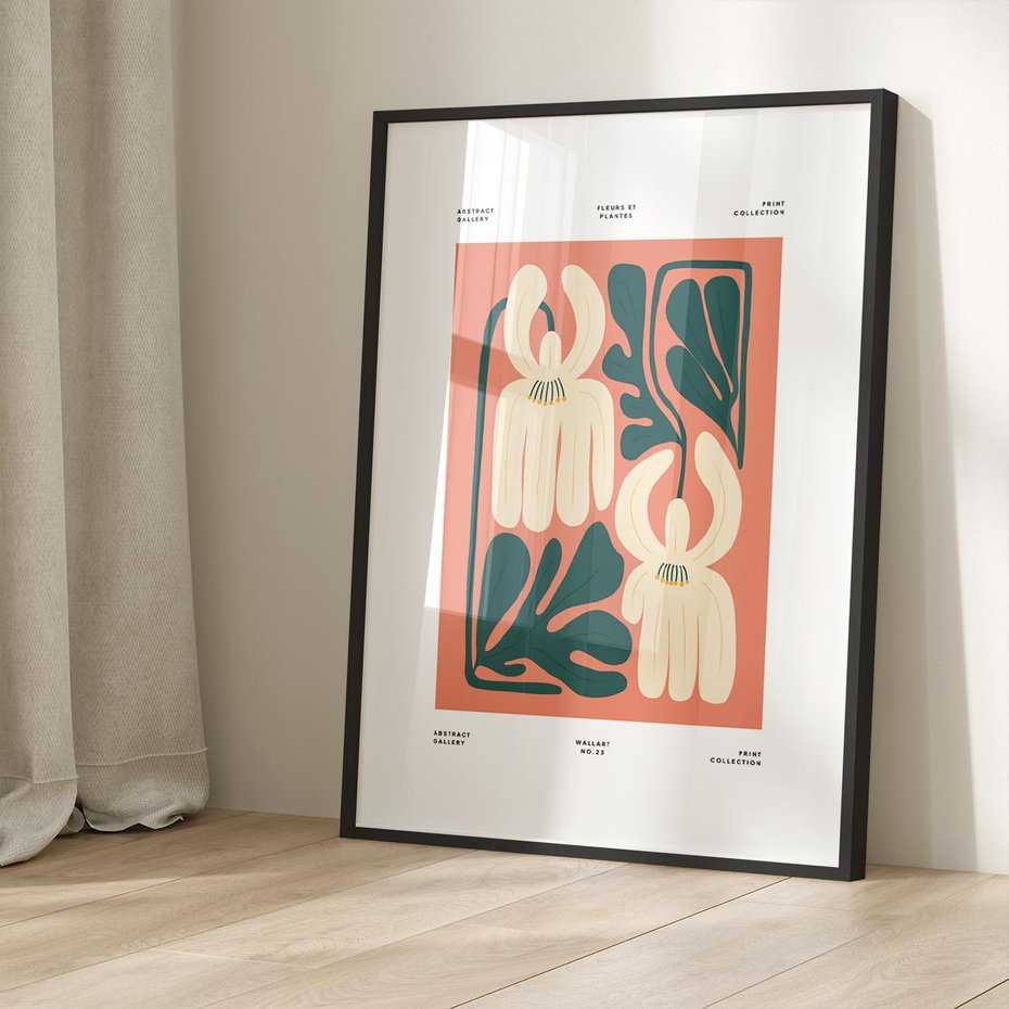 Plakat w ramie 40x50 - Migotliwe Echa - kwiaty, nowoczesna abstrakcja - rama czarna