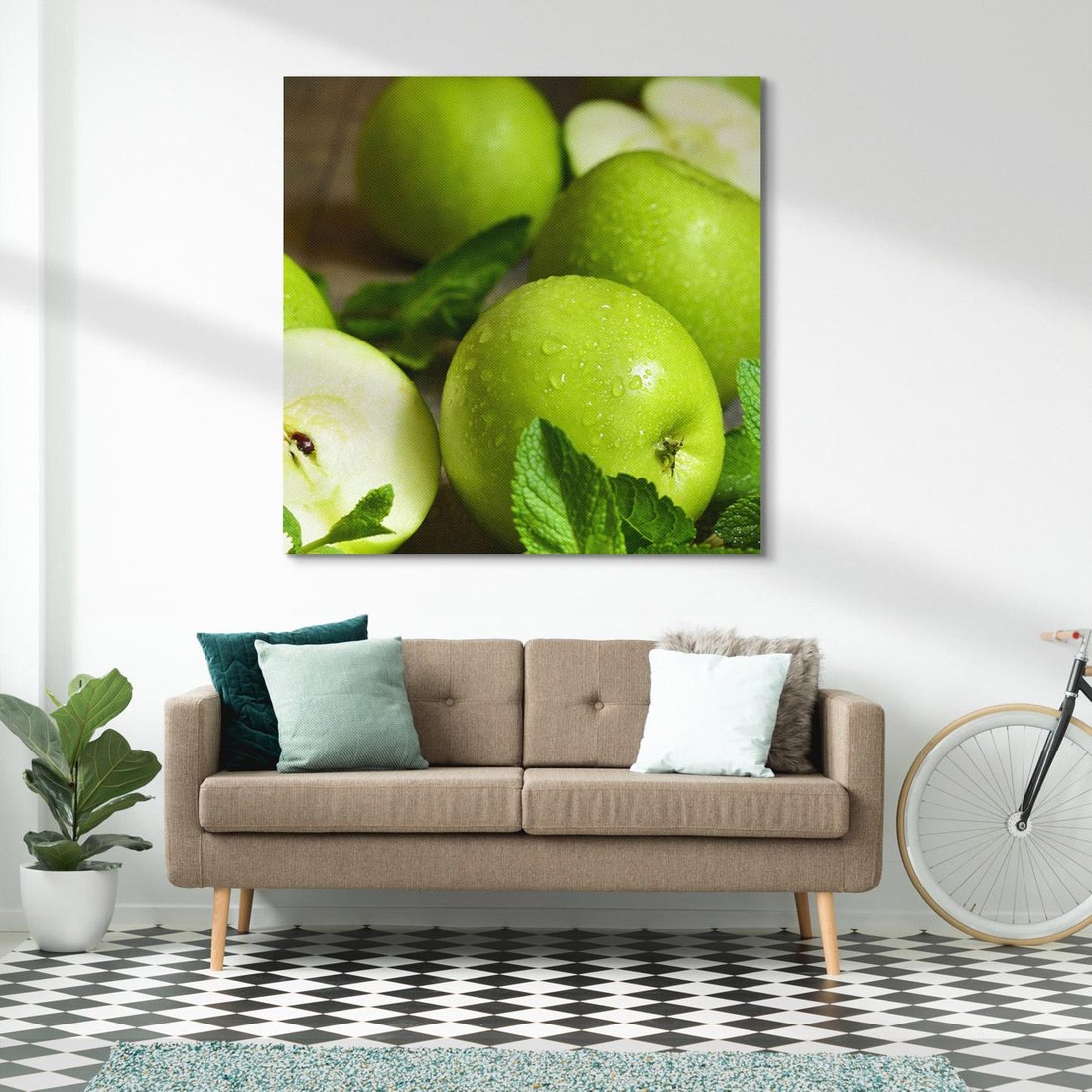 Obraz na płótnie 50x50 - Jabłkowa kolorystyka - jabłka, owoce