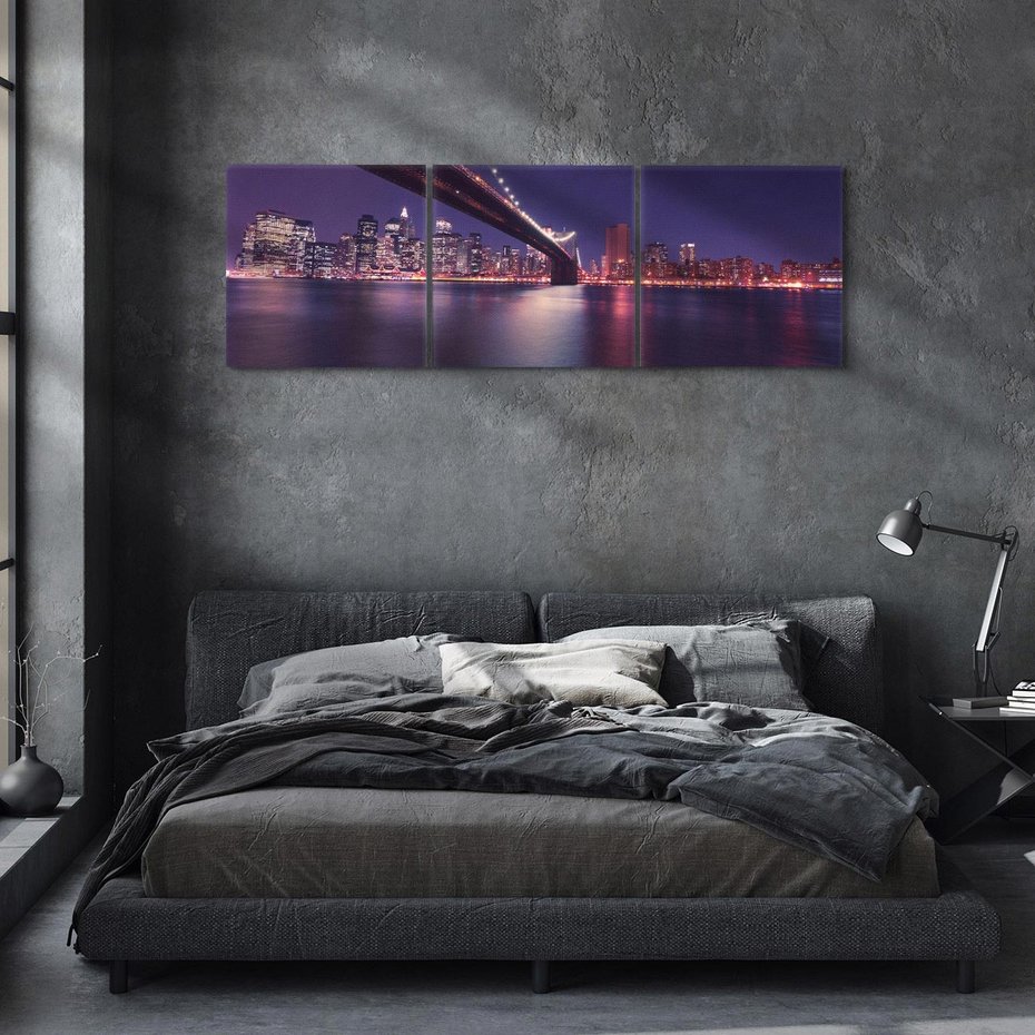 Obraz na płótnie 150x50 - Most w Nowym Jorku nocą - most, Nowy Jork