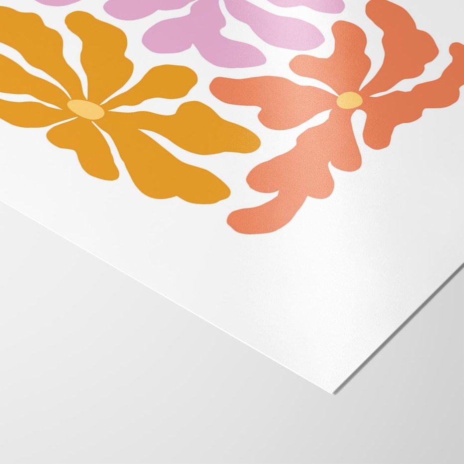 Plakat bez ramy 30x40 - Rozbijające Refleksje - abstrakcyjne kolorowe kwiaty, minimlizm