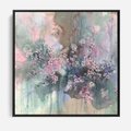 Obraz w ramie 50x50 - Efemeryczne Kwitnienie Drzew - akwarela, rozmyte pastelowe tłó - rama czarna