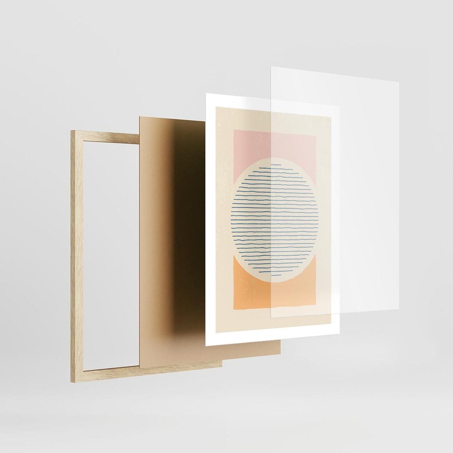 Plakat w ramie 50x70 - Rozbijająca Opowieść - geometryczne kształty, koła - rama drewno