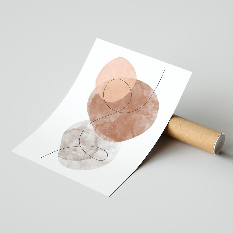 Plakat bez ramy 21x30 - Brązowe Akwarelowe Zawirowania - abstrakcja, brązowe akwarelowe plamy