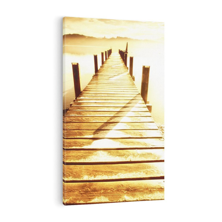 Obraz na płótnie 80x120 - Stary pomost w sepia - pomost, sepia