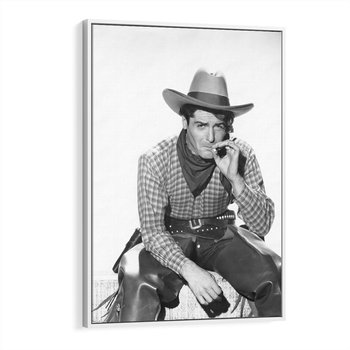 Obraz w ramie 80x120 - Dziki Zachód - retro zdjęcie, czarno białe - rama biała