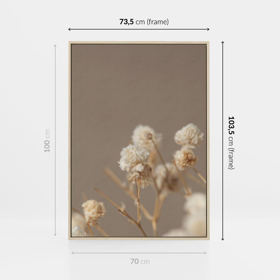 Obraz w ramie 70x100 - Przezroczyste piękno - gipsówka, suche - rama drewno