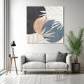 Obraz na płótnie 50x50 - Symfonia skradzionych chwil - cienie liści palmy, beżowe tłó