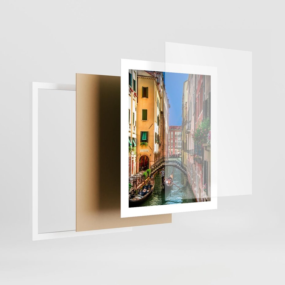 Plakat w ramie 40x50 - Romantyczna Gondola - Wenecja, gondola - rama biała