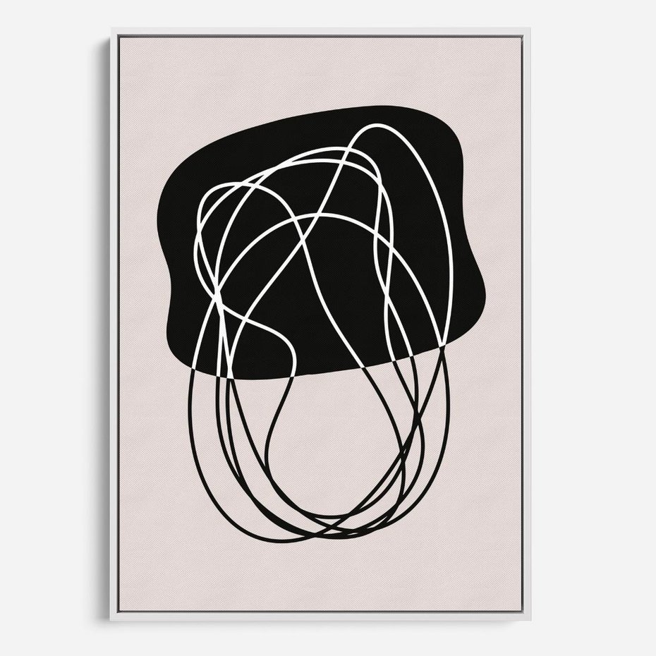 Obraz w ramie 70x100 - Abstrakcyjne Harmonie - abstrakcyjne szkicowane linie, minimalizm - rama biała