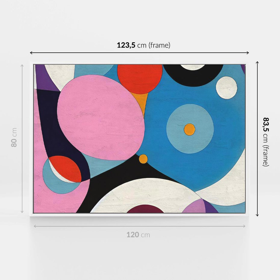 Obraz w ramie 120x80 - Kolorowe Ulotności - abstrakcyjny obraz olejny, żywe kolory - rama biała