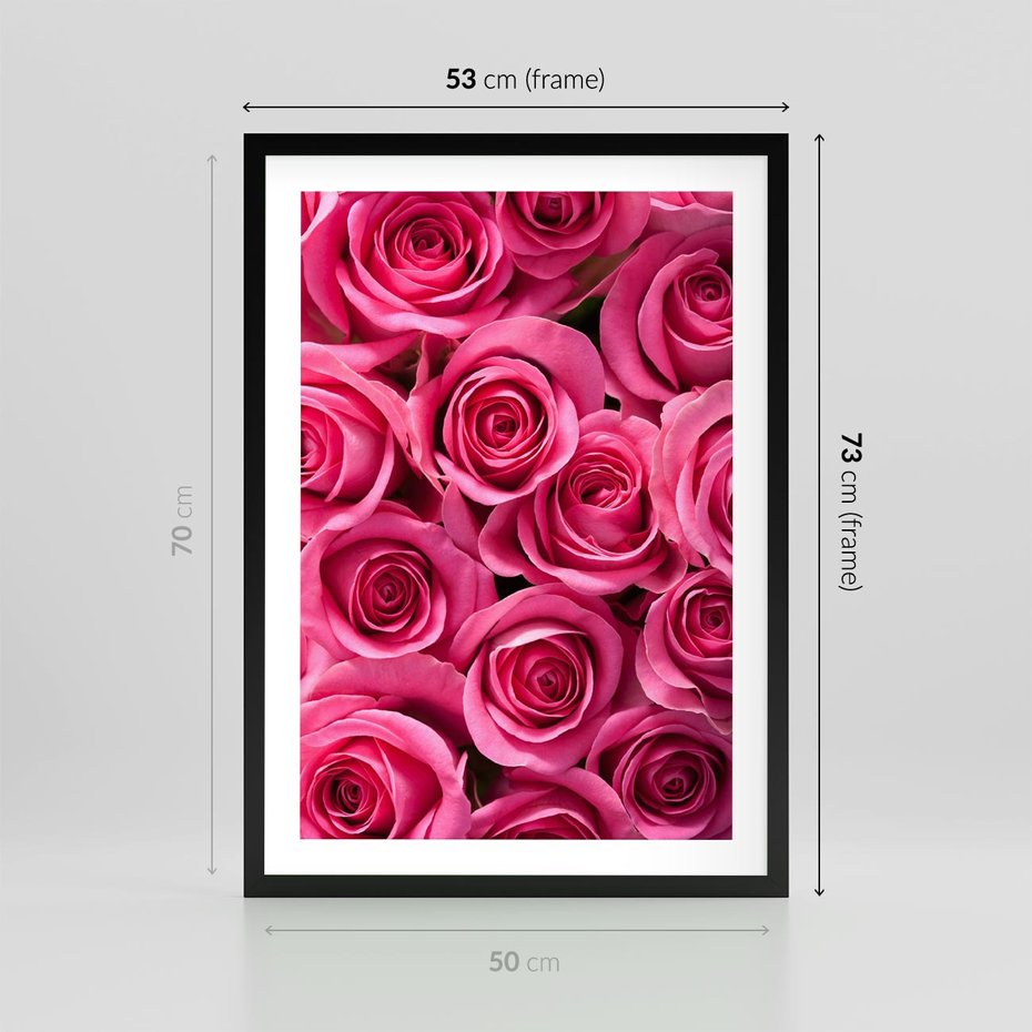 Plakat w ramie 50x70 - Romantyczne róże w pełnym rozkwicie - róże, kwiaty - rama czarna
