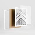Plakat w ramie 40x50 - Elegancja Współczesnej Architektury: Wieżowiec w Monochromii - nowoczesna architektura, czarno biała fotografia - rama biała