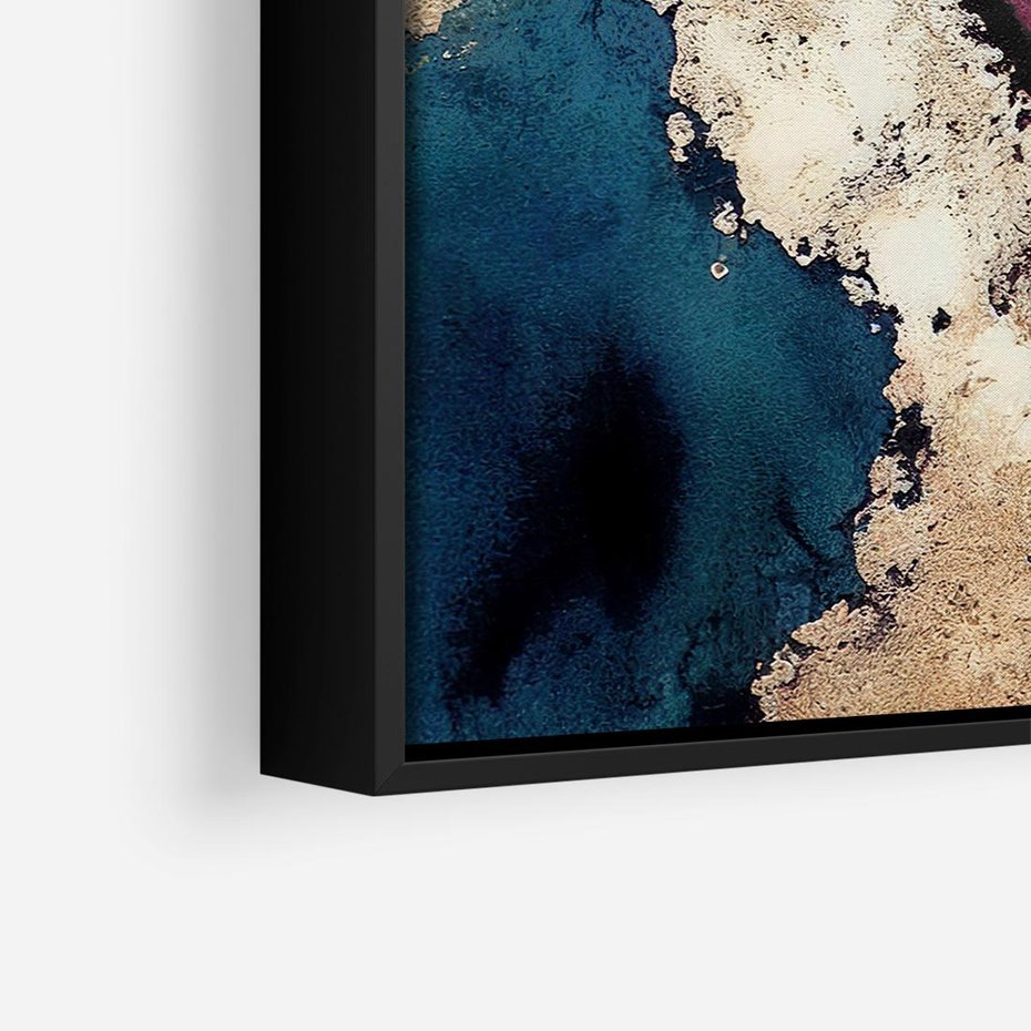 Obraz w ramie 50x50 - Elegancki Impuls - abstrakcyjne plamy, rozlana farba - rama czarna