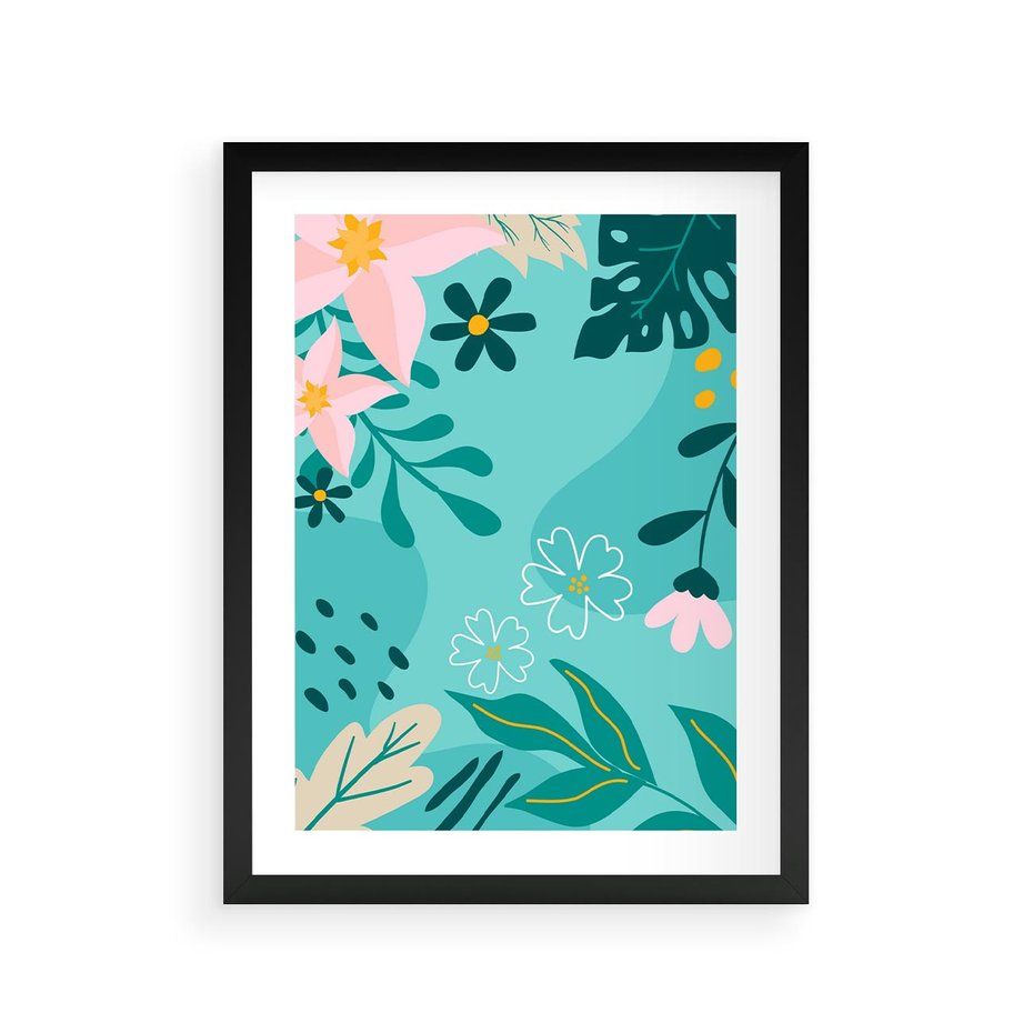 Plakat w ramie 30x40 - Rozkwitające Widoki - pastelowa kompozycja, kwiaty - rama czarna