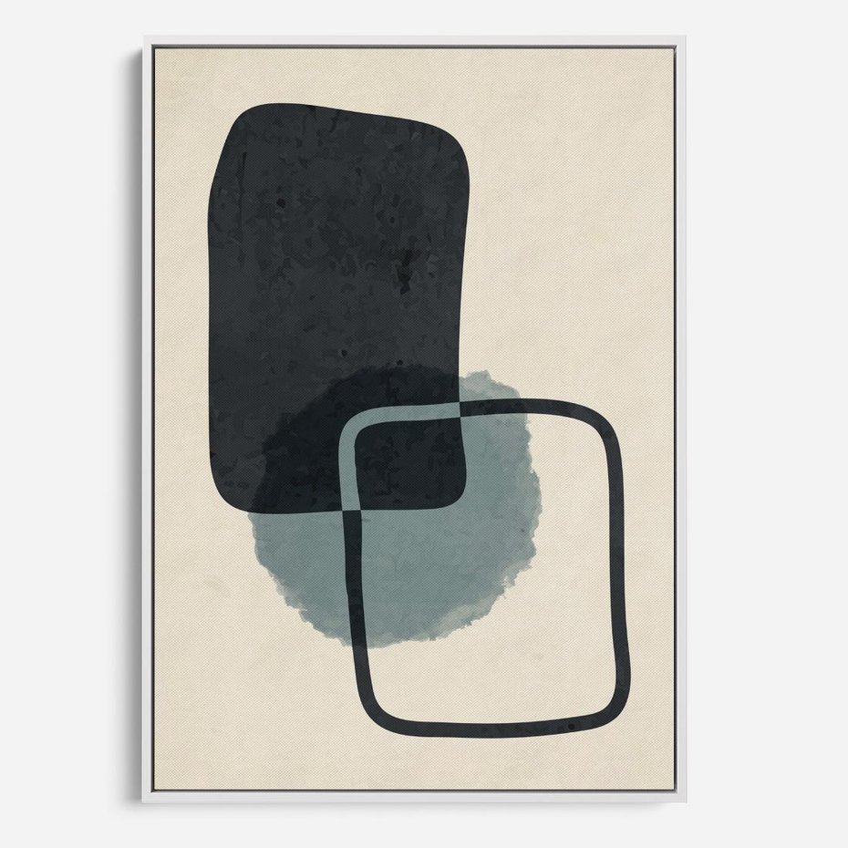 Obraz w ramie 80x120 - Migotliwe Refleksje - abstrakcyjne nieregularne kształty, minimalistyczny plakat - rama biała