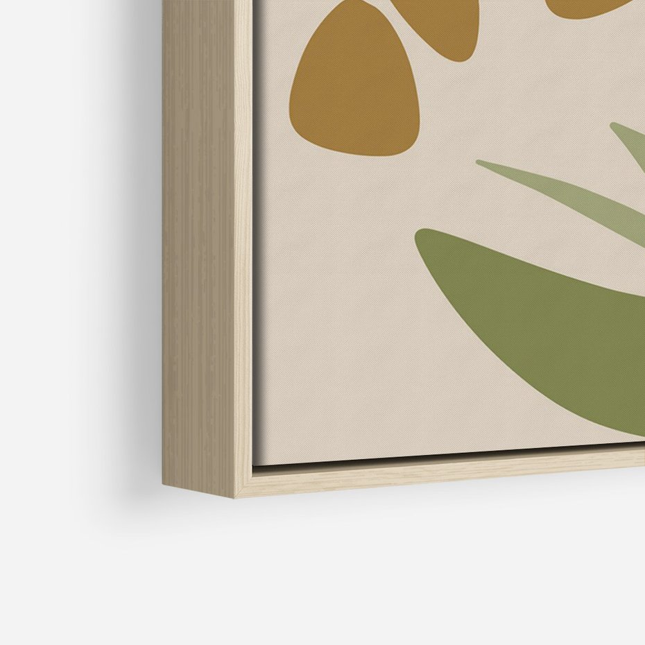 Obraz w ramie 70x100 - Minimalizm z Roślinami - nowoczesny plakat, roślinność - rama drewno