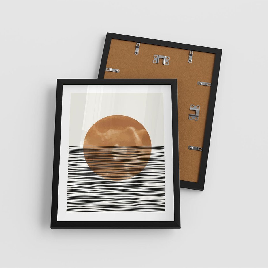 Plakat w ramie 40x50 - Okrąg Mocy - boho obraz, geometria - rama czarna