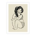 Plakat bez ramy 40x50 - Migotliwe Refleksje - nowoczesny minimalistyczny rysunek, dziewczyna w bieliźnie