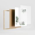 Plakat w ramie 40x50 - Liście Palmy na Czystym Tle - liście palmy, białe tło - rama drewno