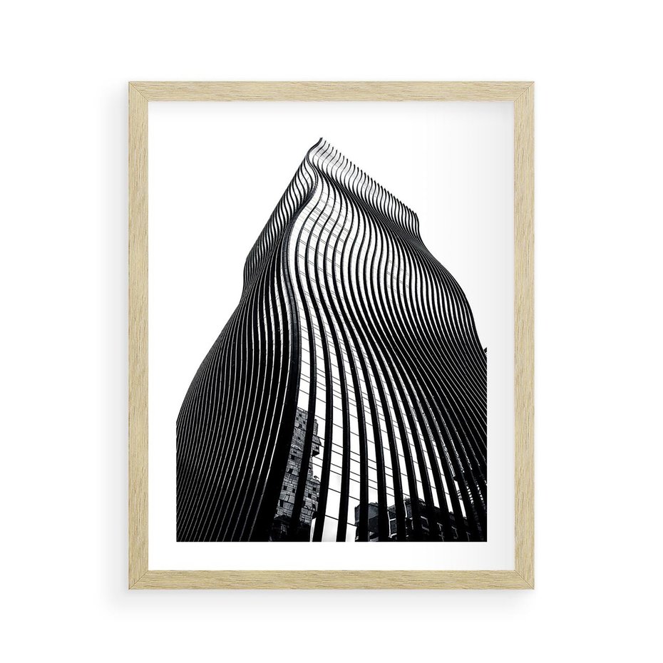 Plakat w ramie 40x50 - Falowany Wieżowiec na Fotografii - architektura, falowany wieżowiec - rama drewno