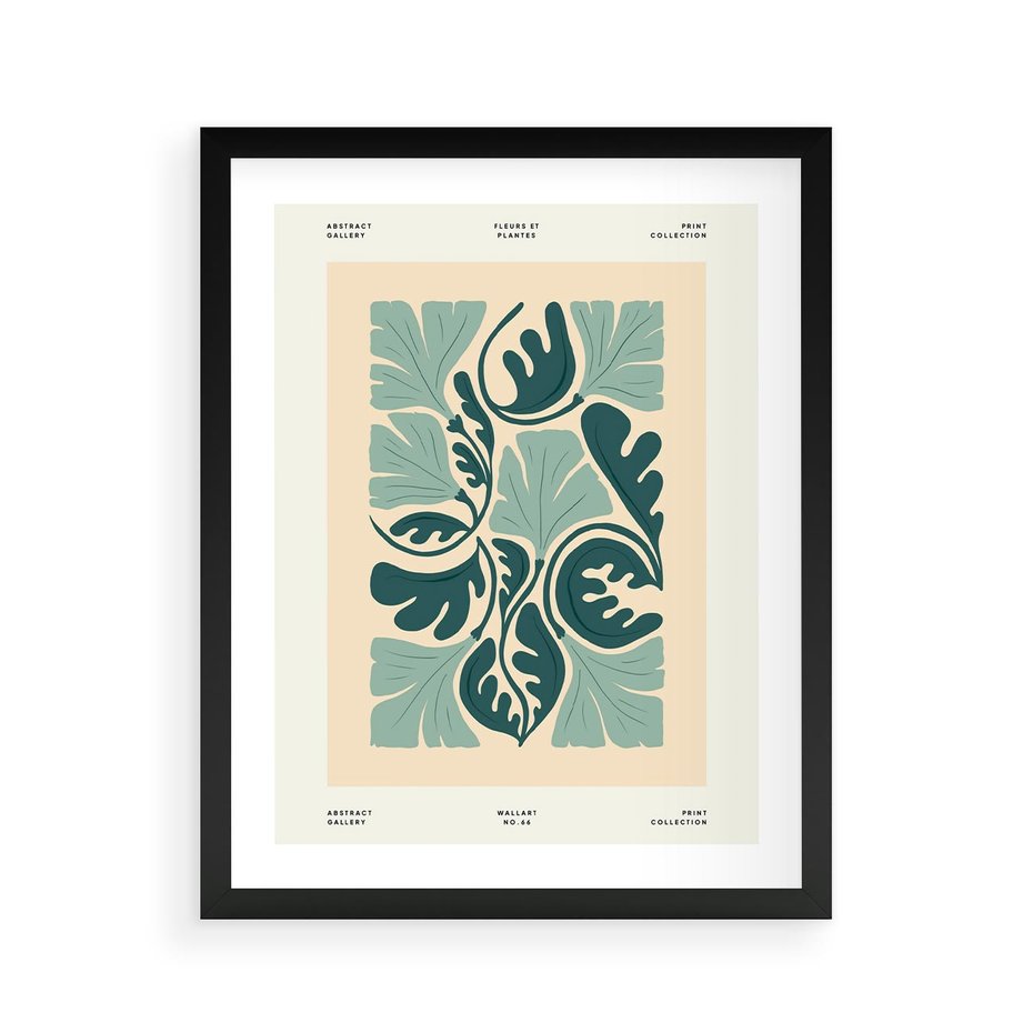 Plakat w ramie 40x50 - Podróżne Impresje - roślinne motywy, ornamenty - rama czarna