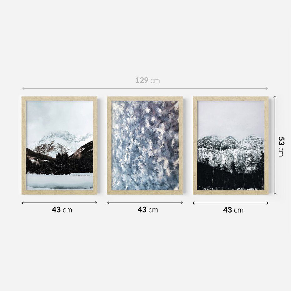 Zestaw obrazy w ramie 40x50 galeria - Zima, góry, śnieg, szron - rama drewno