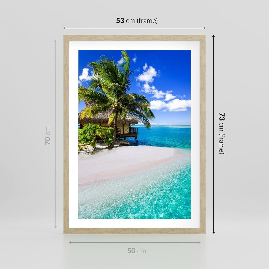Plakat w ramie 50x70 - Zaklęte palmy tropików - palmy, ocean - rama drewno