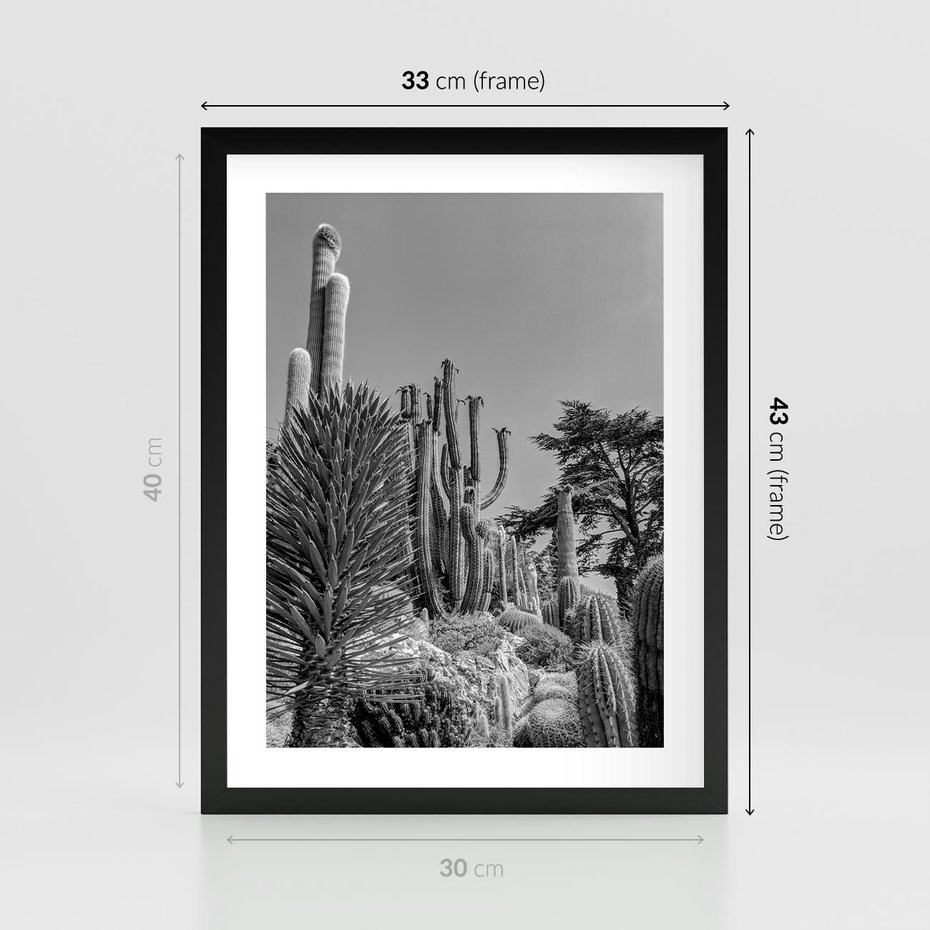 Plakat w ramie 30x40 - Pustynny Klimat - czarno białe zdjecie, pustynia - rama czarna
