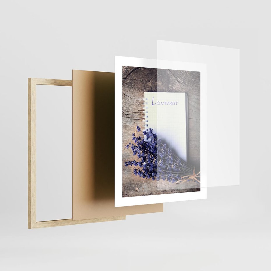 Plakat w ramie 40x50 - Lawendowa Magia - lawenda, fiolet - rama drewno