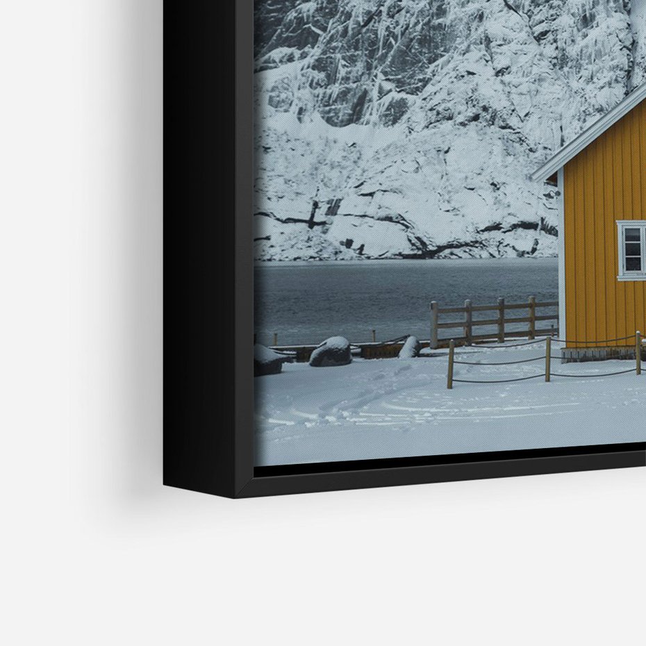 Obraz w ramie 70x100 - Urok Norweskich Domków - Skandynawia, Norwegia - rama czarna