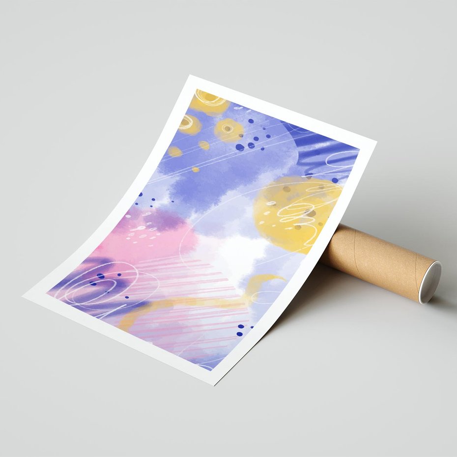 Plakat bez ramy 30x40 - Rozbijające Plamy - abstrakcyjny plakat, pastelowe kolory