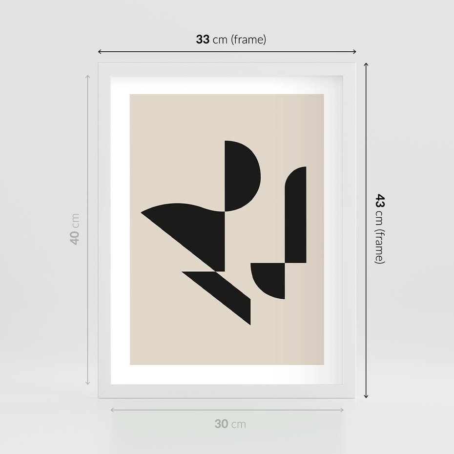 Plakat w ramie 30x40 - Rozkwitająca Abstrakcja - abstrakcyjne geometryczne kształty, minimalizm - rama biała