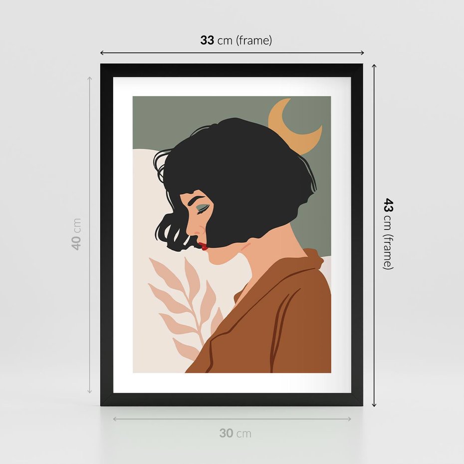 Plakat w ramie 30x40 - Kobieca Pasja - nowoczesny plakat, styl retro - rama czarna