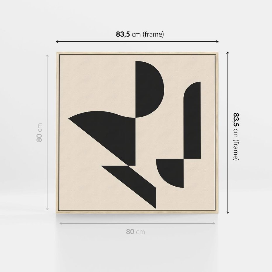 Obraz w ramie 80x80 - Rozkwitająca Abstrakcja - abstrakcyjne geometryczne kształty, minimalizm - rama drewno