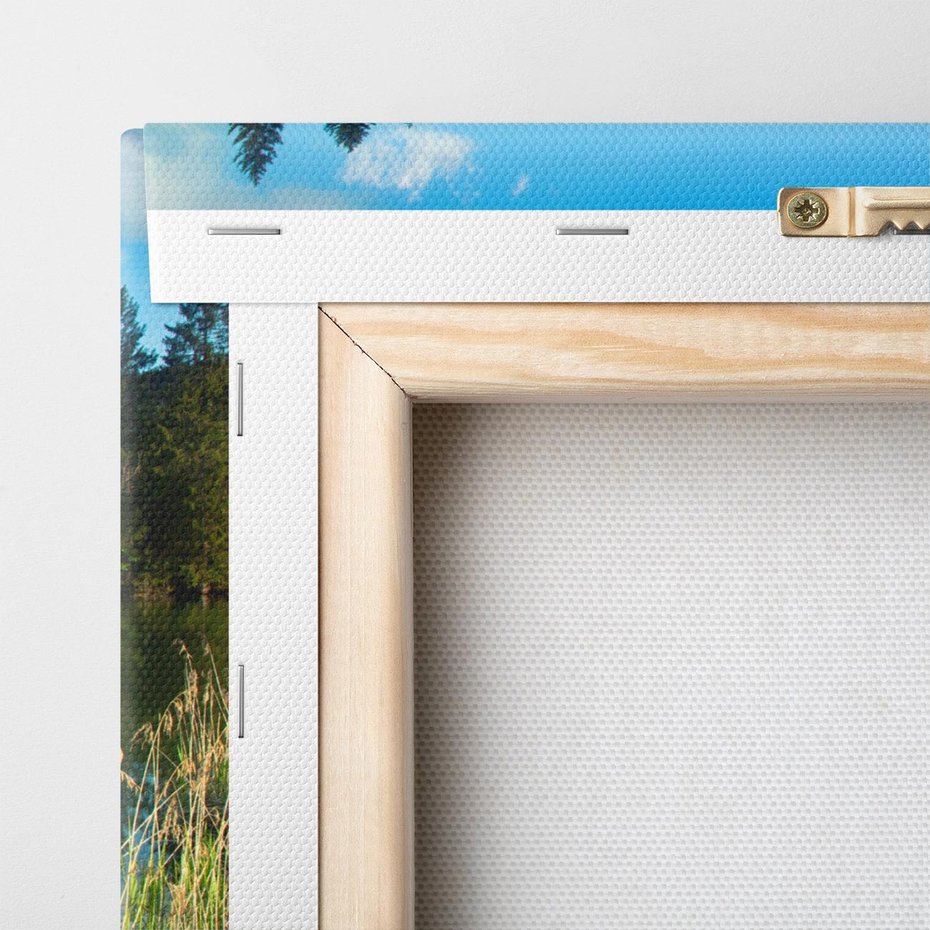 Obraz na płótnie 120x80 - Jezioro w lesie: Ucieczka do natury - jezioro, las