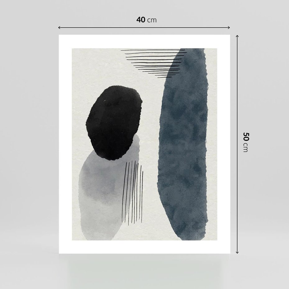 Plakat bez ramy 40x50 - Abstrakcyjna Gra Szarości - abstrakcyjna grafika, akwarela