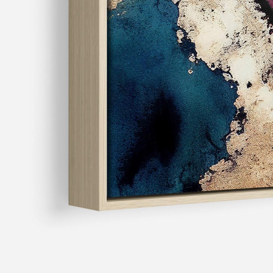 Obraz w ramie 50x50 - Elegancki Impuls - abstrakcyjne plamy, rozlana farba - rama drewno