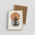 Plakat w ramie 30x40 - Natura a Sztuka - liść monstery, czarna grafika - rama drewno