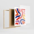 Plakat w ramie 40x50 - Intrygujące Widzenia - abstrakcyjny kolorowy obraz, kolorowe linie - rama drewno